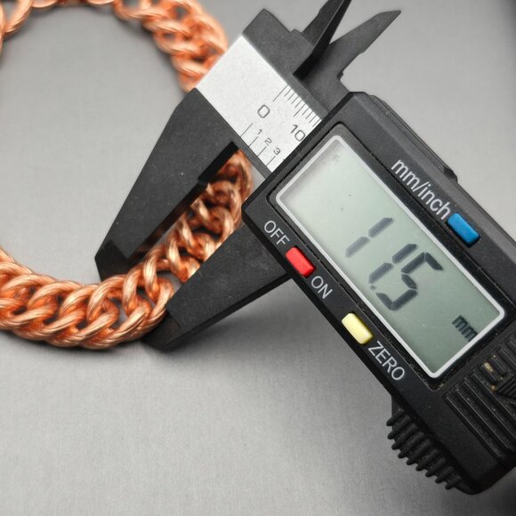 VTG Solid Copper Chunky Ribbed Cuban Chain 11.5 mm Bracelet 8.5" Snap Clasp 60g - Picture 7 of 8